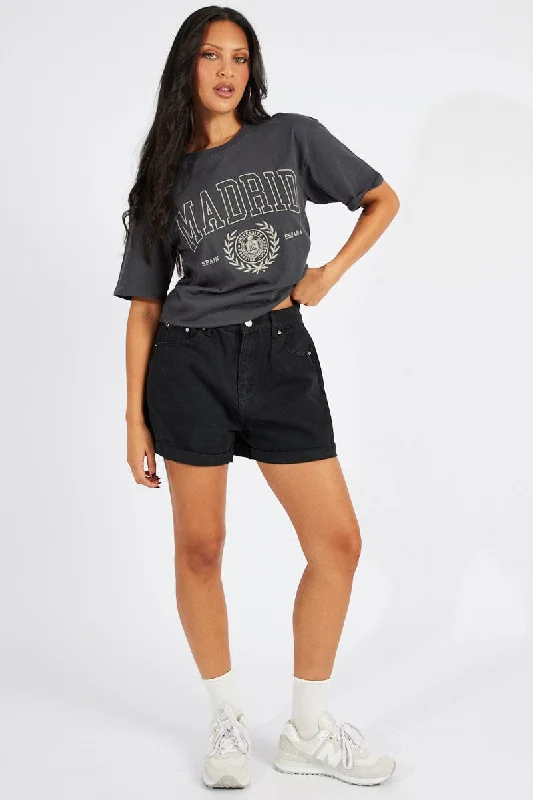 Save More When You Shop More!Save More When You Shop More!Grey Graphic Tee Short Sleeve Save More When You Shop More!Save More When You Shop More!Grey Graphic Tee Short Sleeve