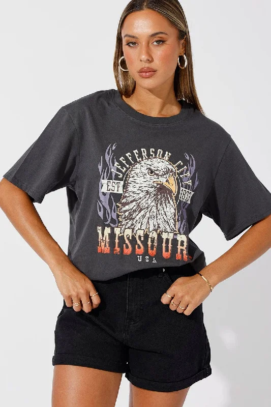 Price Drop Alert!Price Drop Alert!Grey Graphic Tee Short Sleeve