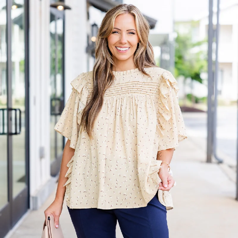 Don't Miss Out!Don't Miss Out!Love And Lilies Top, Beige