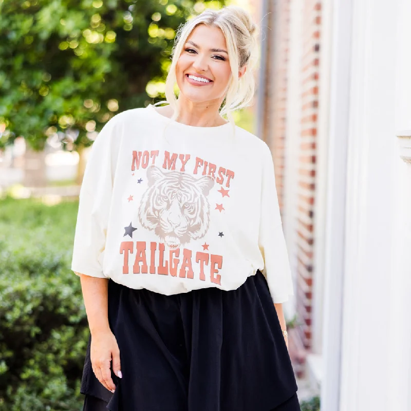 Save More with Every Purchase!Save More with Every Purchase!Not My First Tailgate Boyfriend Tee, Ivory Save More with Every Purchase!Save More with Every Purchase!Not My First Tailgate Boyfriend Tee, Ivory
