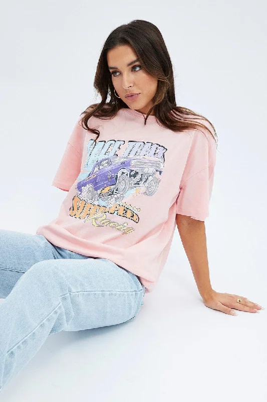 Get It Before It’s Gone!Get It Before It’s Gone!Pink Graphic Tee Short Sleeve Round Neck Print Jersey