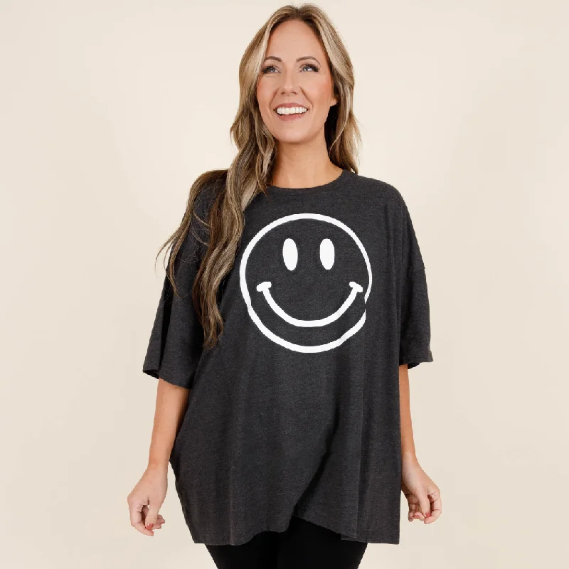 Unbeatable Prices!Unbeatable Prices!Remember To Smile Boyfriend Tee, Charcoal