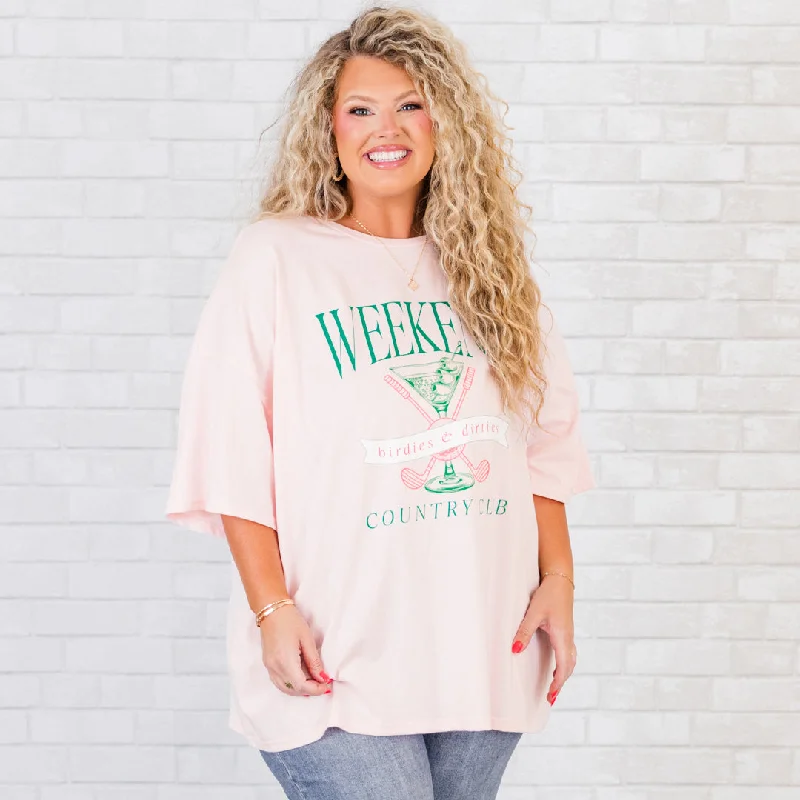 Limited-Time Price Drop!Limited-Time Price Drop!Weekend Club Boyfriend Tee, Cream Pink Limited-Time Price Drop!Limited-Time Price Drop!Weekend Club Boyfriend Tee, Cream Pink