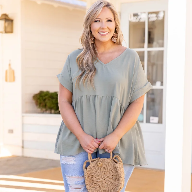 The Best Sale of the Year!The Best Sale of the Year!Wide Eyed Gaze Top, Sage