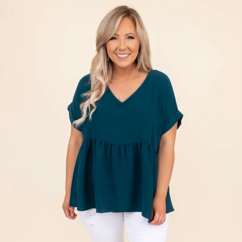 Crazy Discounts Inside!Crazy Discounts Inside!Wide Eyed Gaze Top, Teal