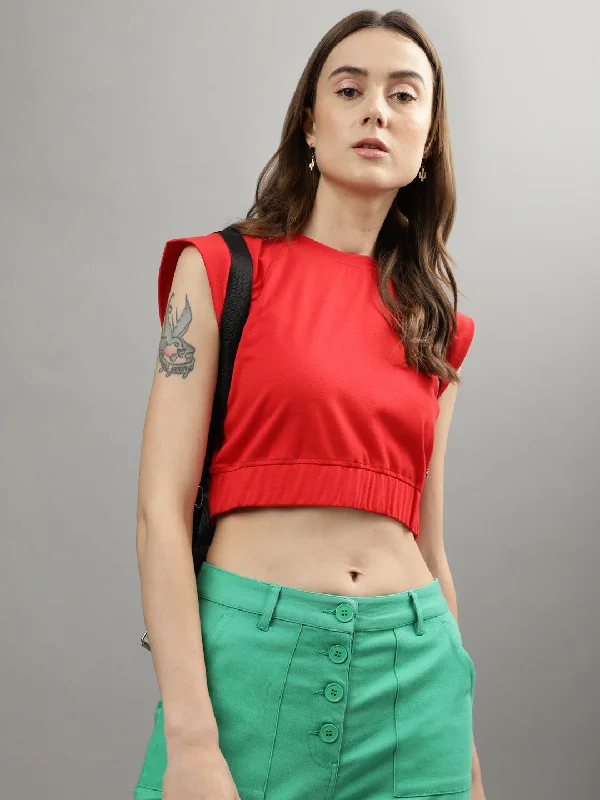 Unmissable Offers Await!Unmissable Offers Await!Iconic Women Red Solid Round Neck Top Unmissable Offers Await!Unmissable Offers Await!Iconic Women Red Solid Round Neck Top