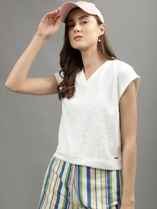 Best Deals Just for You!Best Deals Just for You!Iconic Women White Solid V Neck Top Best Deals Just for You!Best Deals Just for You!Iconic Women White Solid V Neck Top