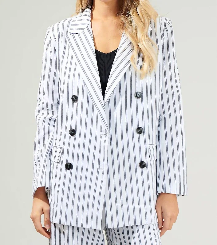 Huge Savings – Act Now!Huge Savings – Act Now!Arlah Striped Oversized Blazer In Navy Blue Huge Savings – Act Now!Huge Savings – Act Now!Arlah Striped Oversized Blazer In Navy Blue