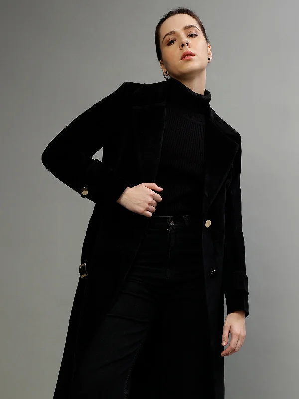 Get It Before It’s Gone!Get It Before It’s Gone!Centre Stage Women Solid Notched Lapel Full Sleeves Overcoat Get It Before It’s Gone!Get It Before It’s Gone!Centre Stage Women Solid Notched Lapel Full Sleeves Overcoat