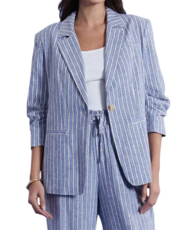 Limited Time Offer!Limited Time Offer!Cooper Stripe Blazer In Bermuda Blue