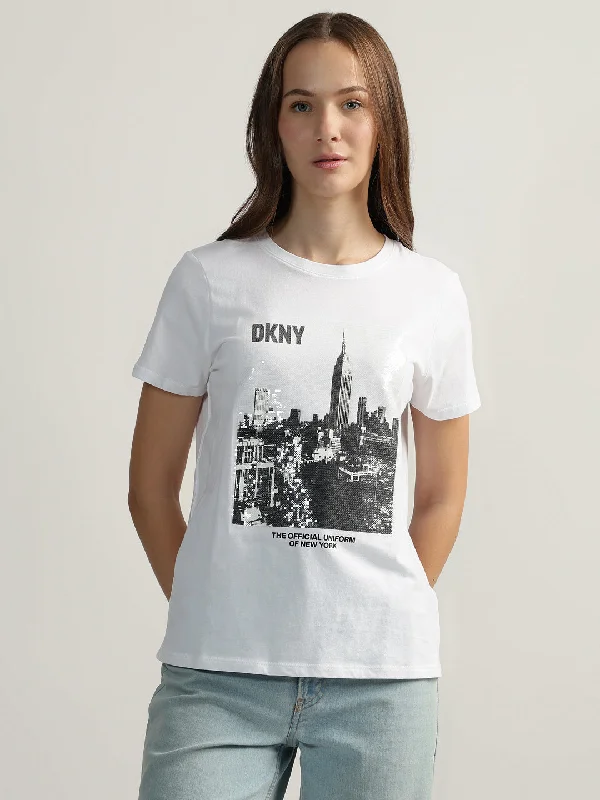 Shop Early, Save Big!Shop Early, Save Big!DKNY Women White Embellished Round Neck Short Sleeves T-Shirt Shop Early, Save Big!Shop Early, Save Big!DKNY Women White Embellished Round Neck Short Sleeves T-Shirt