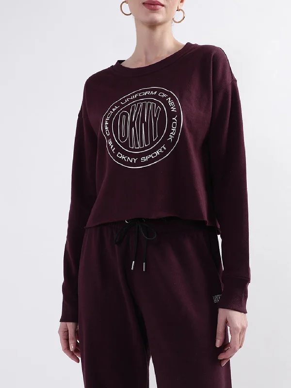 Don't Miss Out!Don't Miss Out!DKNY Women Maroon Printed Round Neck Sweatshirt