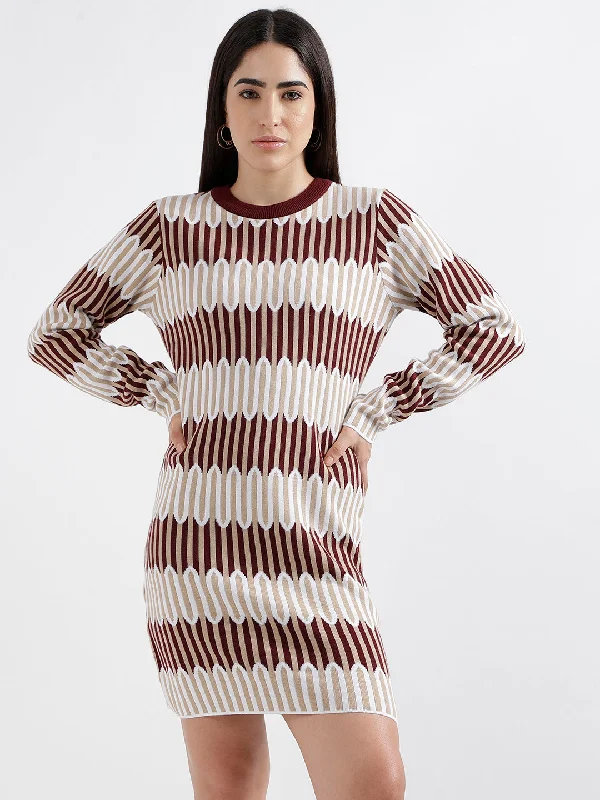 Limited Time Offer!Limited Time Offer!Elle Women Multi-Color Printed Round Neck Full Sleeves Bodycon Dress Limited Time Offer!Limited Time Offer!Elle Women Multi-Color Printed Round Neck Full Sleeves Bodycon Dress