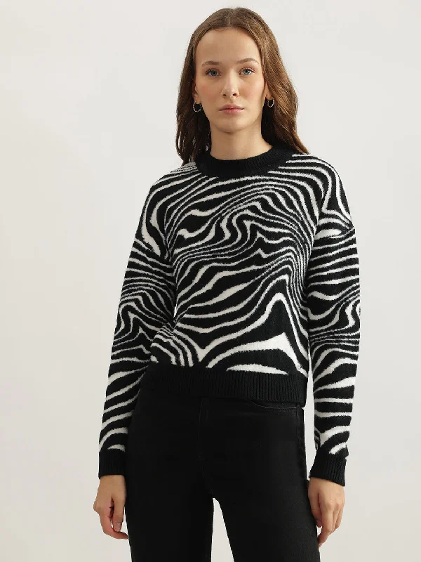 Huge Savings – Act Now!Huge Savings – Act Now!Elle Women Black Printed Round Neck Full Sleeves Pullover Style Sweater Huge Savings – Act Now!Huge Savings – Act Now!Elle Women Black Printed Round Neck Full Sleeves Pullover Style Sweater