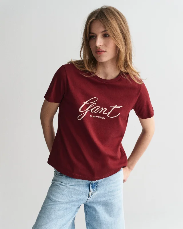 Special Discounts Inside!Special Discounts Inside!Gant Women Red Solid Round Neck Short Sleeves T-Shirt Special Discounts Inside!Special Discounts Inside!Gant Women Red Solid Round Neck Short Sleeves T-Shirt
