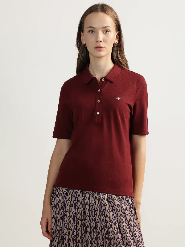 Limited Stock Available!Limited Stock Available!Gant Women Red Solid Polo Collar Short Sleeves T-Shirt Limited Stock Available!Limited Stock Available!Gant Women Red Solid Polo Collar Short Sleeves T-Shirt