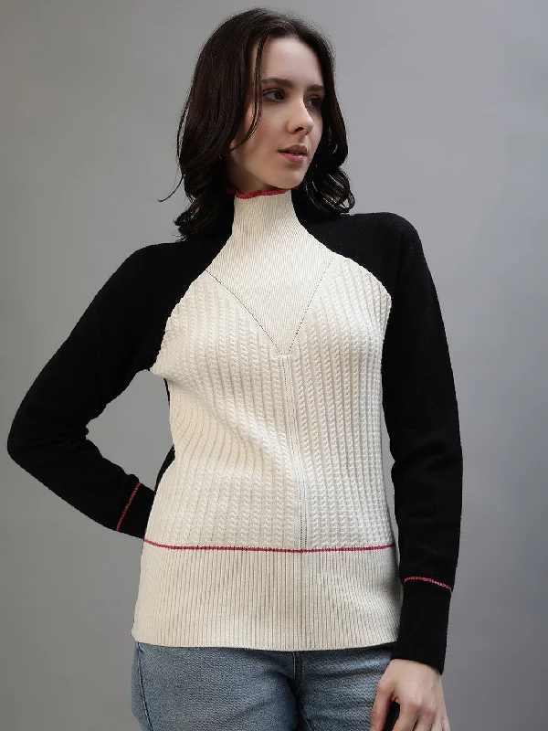 Hurry, Sale Ends Soon!Hurry, Sale Ends Soon!Iconic Women Black Colorblocked High Neck Full Sleeves Sweater Hurry, Sale Ends Soon!Hurry, Sale Ends Soon!Iconic Women Black Colorblocked High Neck Full Sleeves Sweater