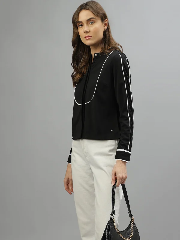 Get More for Less!Get More for Less!Iconic Women Solid Mandarin Collar Full Sleeves Top Get More for Less!Get More for Less!Iconic Women Solid Mandarin Collar Full Sleeves Top
