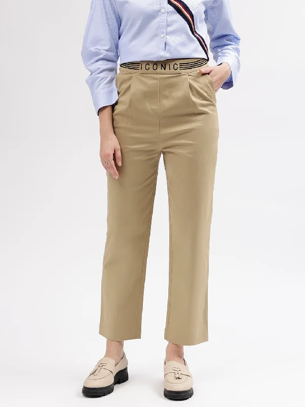 Best Offers of the Month!Best Offers of the Month!Iconic Women Khaki Solid Regular Fit Mid-Rise Trouser Best Offers of the Month!Best Offers of the Month!Iconic Women Khaki Solid Regular Fit Mid-Rise Trouser