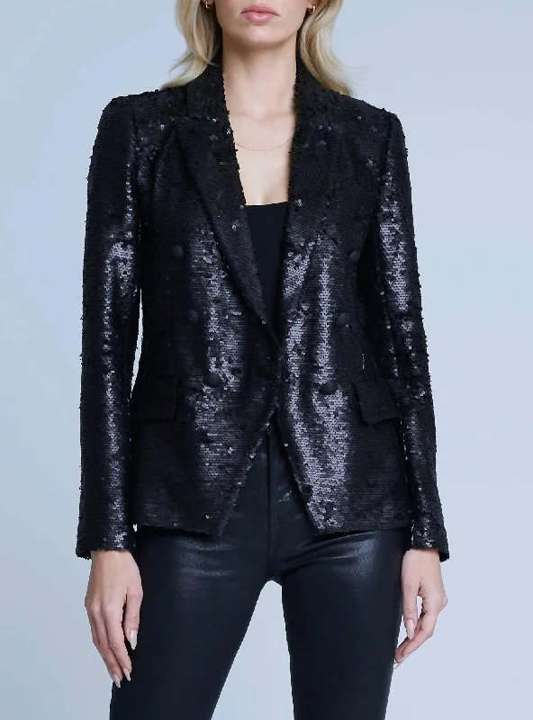 Best Offers of the Month!Best Offers of the Month!Kenzie Sequin Blazer In Matte Black Sequin