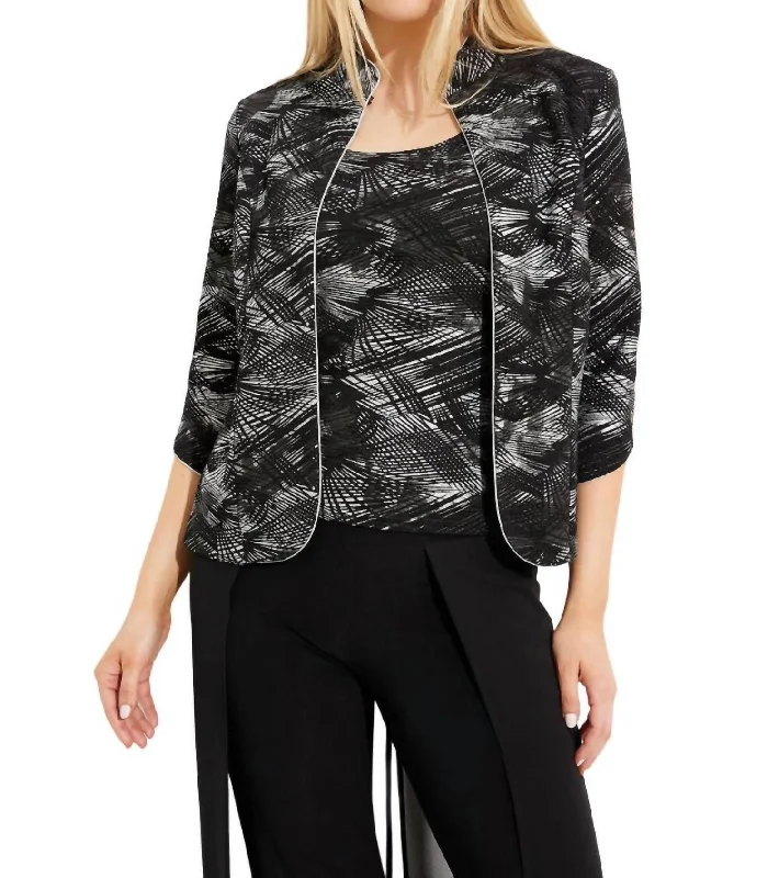 Your Shopping Wish, Our Discount Command!Your Shopping Wish, Our Discount Command!Open Front Casual Set Top Blazer In Black/silver