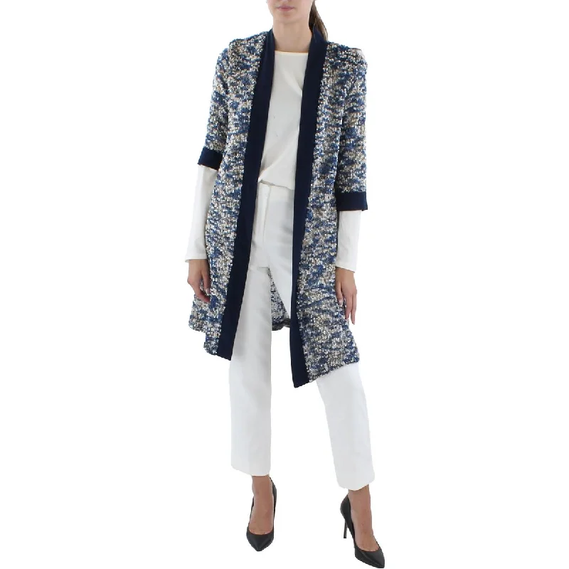 Limited Stock Available!Limited Stock Available!Petites Womens Knit Metallic Duster Blazer Limited Stock Available!Limited Stock Available!Petites Womens Knit Metallic Duster Blazer