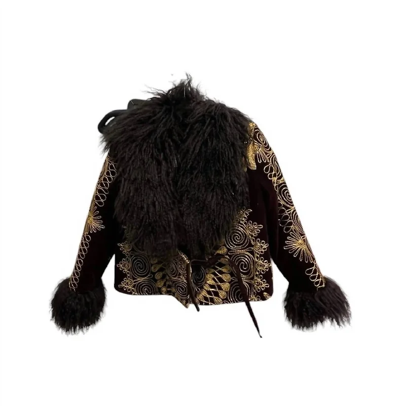 Hurry! While Supplies Last!Hurry! While Supplies Last!Pre-Loved Women's Zazi Shearling Coat In Brown Gold Embroidery Hurry! While Supplies Last!Hurry! While Supplies Last!Pre-Loved Women's Zazi Shearling Coat In Brown Gold Embroidery