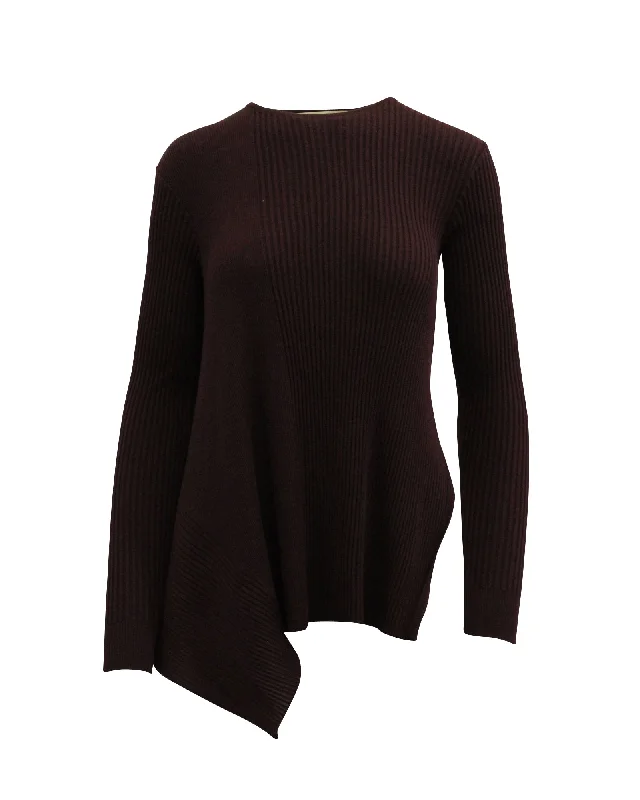 Get More, Spend Less – Shop Now!Stella McCartney Asymmetrical Ribbed Sweater in Burgundy Wool