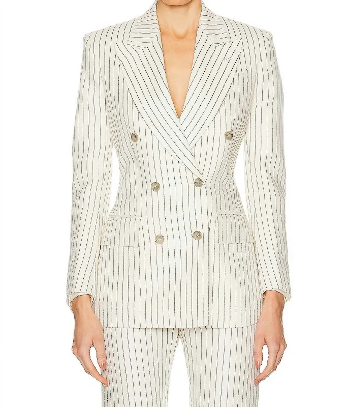 Best Deals Just for You!Best Deals Just for You!Striped Double Breasted Jacket In Ecru/black Best Deals Just for You!Best Deals Just for You!Striped Double Breasted Jacket In Ecru/black