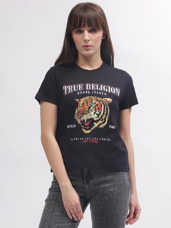Find the Best Deals Here!Find the Best Deals Here!True Religion Women Black Printed Round Neck Short Sleeves T-shirt Find the Best Deals Here!Find the Best Deals Here!True Religion Women Black Printed Round Neck Short Sleeves T-shirt