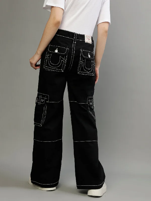 Shop More, Spend Less!Shop More, Spend Less!True Religion Womens Big T Cargo Pant Cargo Fit Black Mid Rise Jeans
