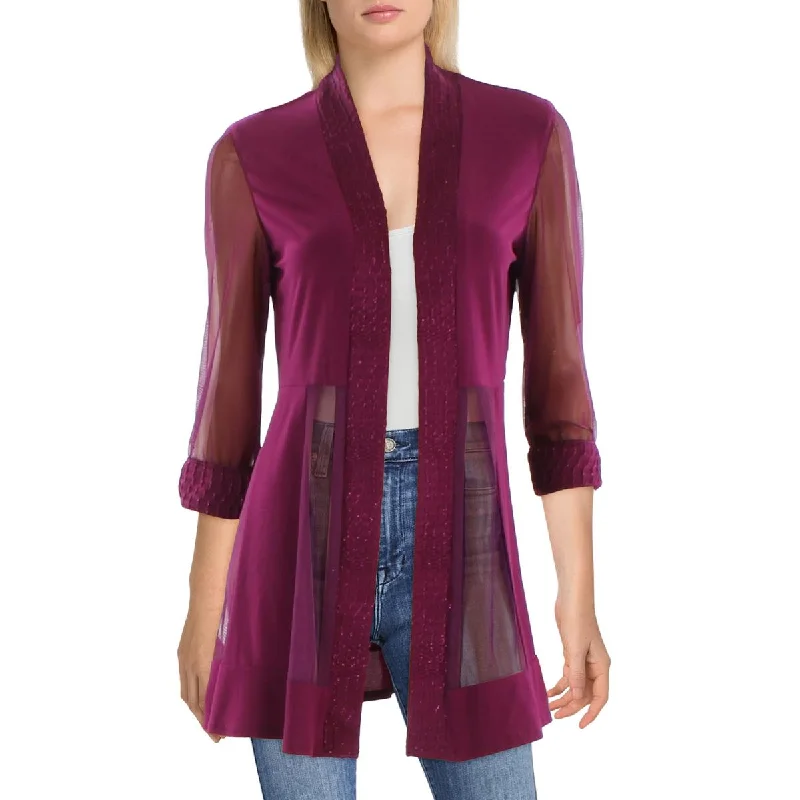 Instant Savings Await!Instant Savings Await!Womens Mesh Glitter Duster Blazer