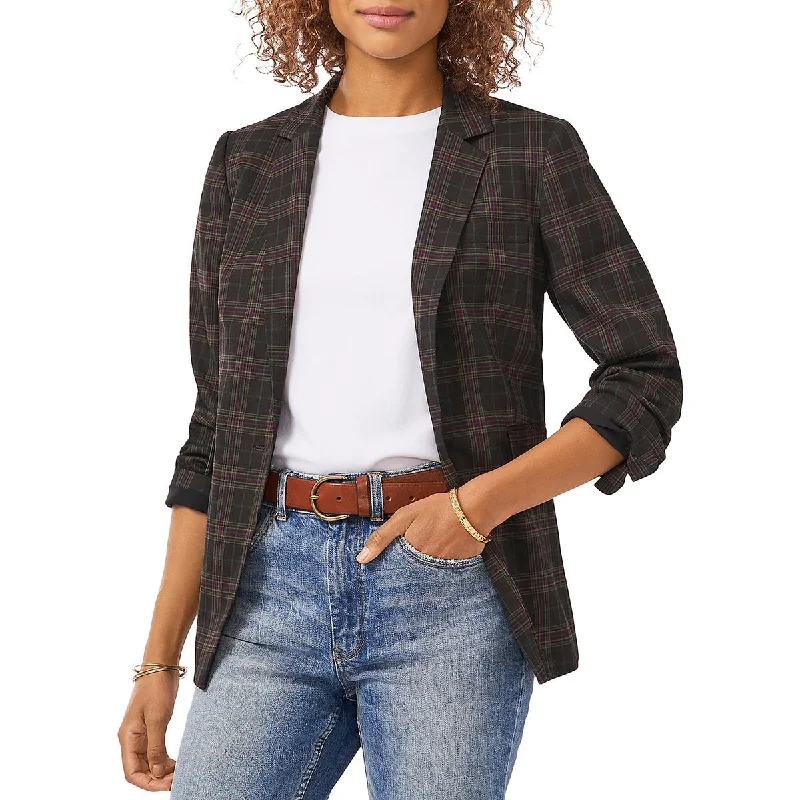 Price Drop Alert!Price Drop Alert!Womens Plaid Notch Collar One-Button Blazer